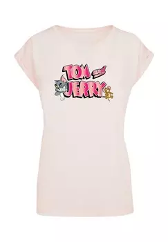 Футболка с принтом TOM AND JERRY GRADIENT LOGO ABSOLUTE CULT, розовый