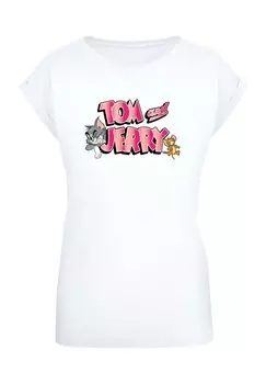 Футболка с принтом TOM AND JERRY GRADIENT LOGO ABSOLUTE CULT, белый