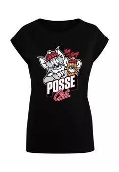 Футболка с принтом TOM AND JERRY POSSE CAT ABSOLUTE CULT, черный