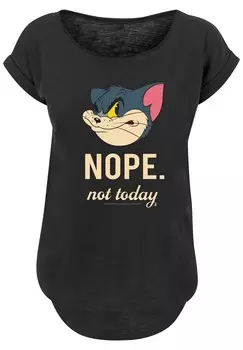 Футболка с принтом TOM AND JERRY TV SERIE NOPE NOT TODAY F4NT4STIC, черный