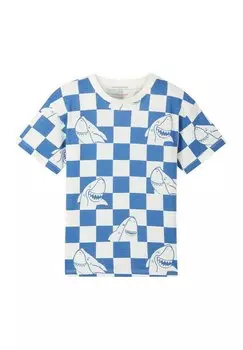 Футболка с принтом TOM TAILOR, цвет blue white shark checkerboard