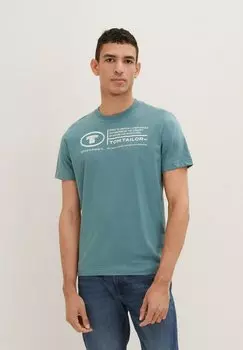 Футболка с принтом TOM TAILOR, цвет deep bluish green