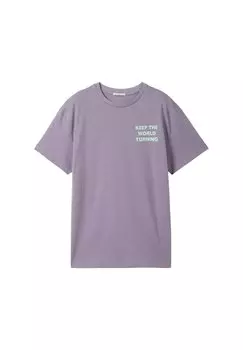 Футболка с принтом TOM TAILOR, цвет dusty purple