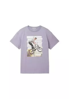 Футболка с принтом TOM TAILOR, цвет dusty purple