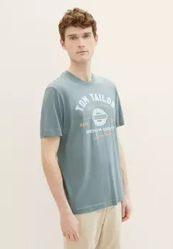 Футболка с принтом TOM TAILOR, цвет grey mint