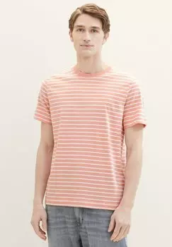 Футболка с принтом TOM TAILOR, цвет hazel coral rose white stripe