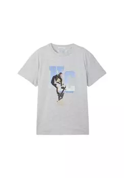 Футболка с принтом TOM TAILOR, цвет light stone grey melange