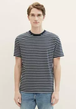 Футболка с принтом TOM TAILOR, цвет navy white stripe