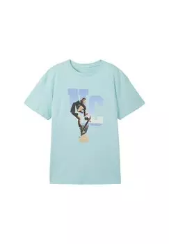 Футболка с принтом TOM TAILOR, цвет pastel turquoise