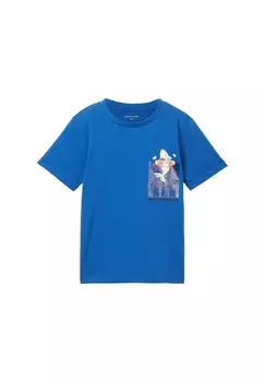 Футболка с принтом TOM TAILOR, цвет soft sapphire blue