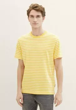 Футболка с принтом TOM TAILOR, цвет sunny yellow white stripe