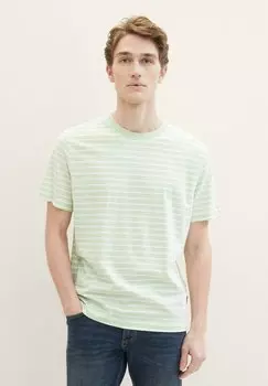 Футболка с принтом TOM TAILOR, цвет tender sea green white stripe