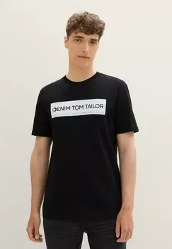 Футболка с принтом TOM TAILOR DENIM, цвет Mottled Black