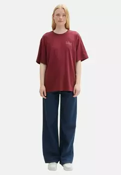 Футболка с принтом TOM TAILOR DENIM, темно-красный