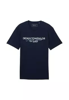 Футболка с принтом TOM TAILOR DENIM, темно-синий