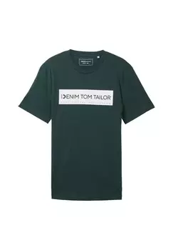 Футболка с принтом TOM TAILOR DENIM, темно-зеленый