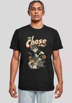 Футболка с принтом TOM UND JERRY THE CHASE IS ON F4NT4STIC, черный
