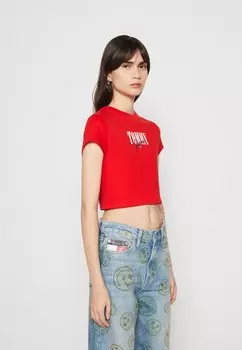Футболка с принтом Tommy Jeans, темно-малиновый