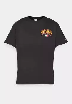 Футболка с принтом Tommy Jeans VINTAGE FLAME TEE UNISEX, цвет black