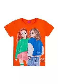 Футболка с принтом TOP Model, оранжевый
