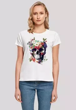 Футболка с принтом TOTENKOPF BLUMEN F4NT4STIC, белый