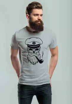 Футболка с принтом TOTENKOPF KAPITN HIPSTER Neverless, цвет grau
