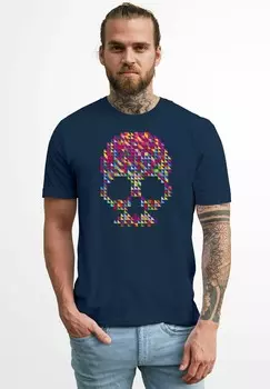 Футболка с принтом TOTENKOPF SKULL DESIGN MINIMALISTIC ART FASHION STREETSTYLE Neverless, темно-синий