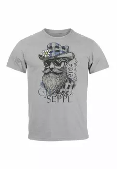 Футболка с принтом TRACHTEN BAYERN DIALEKT SCHRIFTZUG VUIDER SEPPL VOLKSFEST FASHION STREETSTYLE Neverless, серый