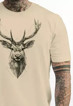 Футболка с принтом TRACHTEN HIRSCH TIERMOTIV WILDTIER ABSTRAKT POLYGON KUNST Neverless, бежевый