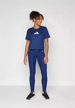 Футболка с принтом TRAIN ESSENTIALS BIG LOGO adidas Performance, синий