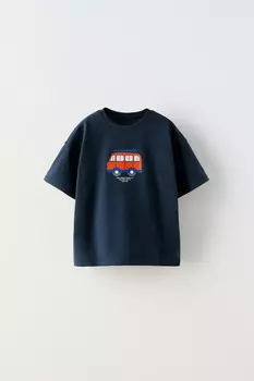 Футболка с принтом транспортных средств ZARA, синий