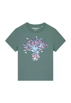 Футболка с принтом TREE OF LIFE watapparel, темно-зеленый
