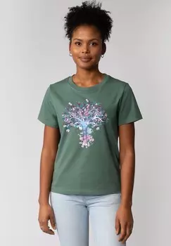 Футболка с принтом TREE OF LIFE watapparel, темно-зеленый