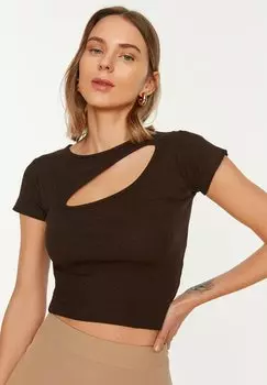 Футболка с принтом Trendyol, коричневый