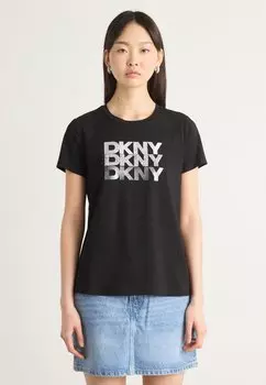 Футболка с принтом TRIPLE LOGO DKNY, черный