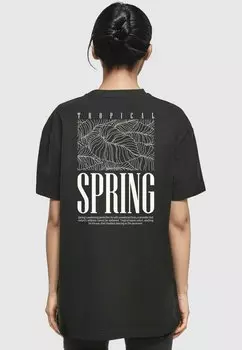 Футболка с принтом TROPICAL SPRING Merchcode, черный