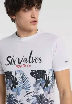 Футболка с принтом TROPICAL WATER MIT KURZEN ARMELN Six Valves, белый
