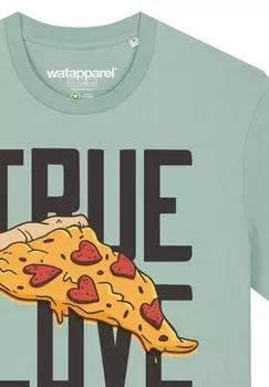 Футболка с принтом TRUE LOVE watapparel, бирюзовый