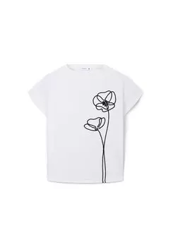 Футболка с принтом TSTD PLLO AMPIA APP FIORE Terranova, белый