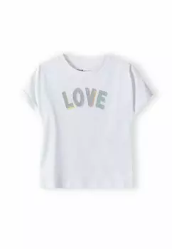 Футболка с принтом TURN UP SHORT SLEEVE MINOTI, цвет white