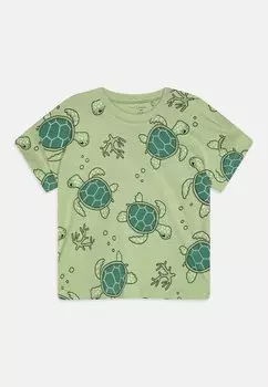 Футболка с принтом Turtle Unisex Lindex, цвет light dusty green
