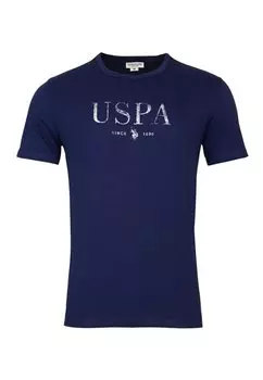 Футболка с принтом U.S. Polo Assn., темно-синий