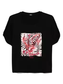 Футболка с принтом, украшенная стразами LIU JO, черный