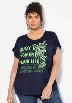 Футболка с принтом Ulla Popken, темно-синий