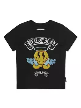 Футболка с принтом «улыбка» Philipp Plein Junior, черный
