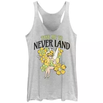 Футболка с принтом "Унеси меня в Нетландию" для девочек Tinker Bell Juniors Disney, цвет white heather