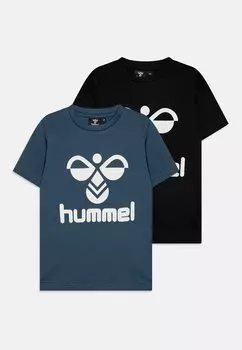 Футболка с принтом UNISEX 2 PACK Hummel, цвет black/dark denim