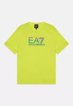 Футболка с принтом Unisex EA7 Emporio Armani, цвет acid lime