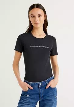 Футболка с принтом United Colors of Benetton, черный