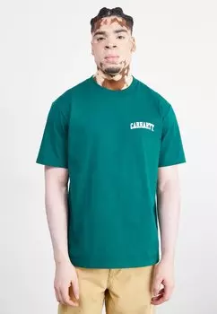 Футболка с принтом University Script Carhartt WIP, цвет chervil/white